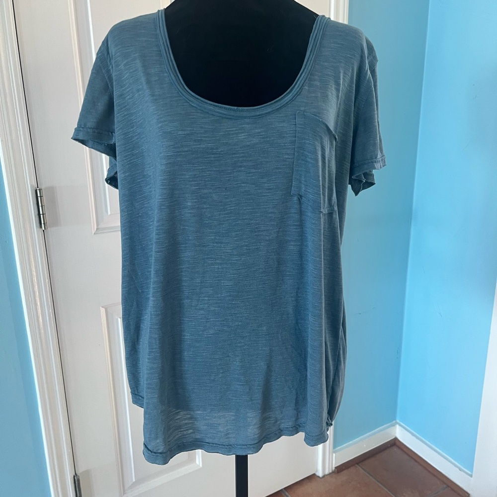 POL Super Scoop Neck T Shirt Blue Sz S